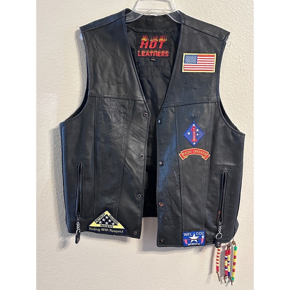 Hot Leathers Motorcycle Biker Vest Patches American Flag‎ Vietnam Radio Operator